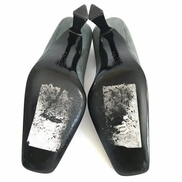 Bruno Magli Women’s Square Toes Suede Pumps Heels Dark Olive Green - Picture 11 of 12